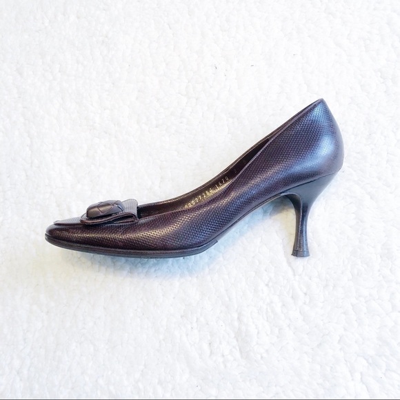 Salvatore Ferragamo Brown Pebble Leather Heels sz9 - Picture 9 of 11